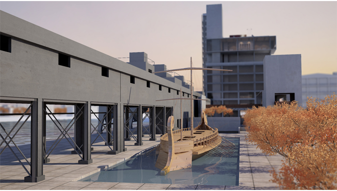 Redesign of the existing cereals’ stock house building facilities (SILO) and its surrounding open space into a Museum for Underwater Antiquities and Regeneration of part of the Piraeus Port Authority (OLP) Coastal Zone into an open public space for outdoor activities 